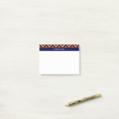 Pumpkin Navy LG Chevron Navy Blue Name Monogram Post-it® Notes (Op bureau)