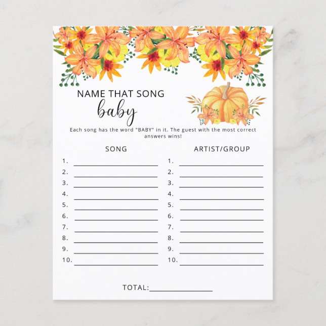 Pumpkin - Noem dat nummer baby shower spel (Voorkant)