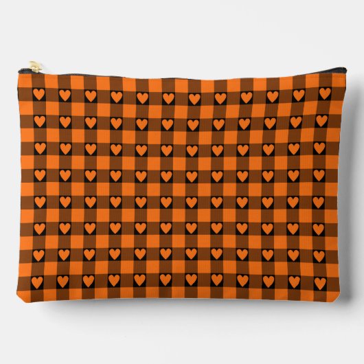 Pumpkin Orange Black Buffalo Heart Plaid Etui (Voorkant)