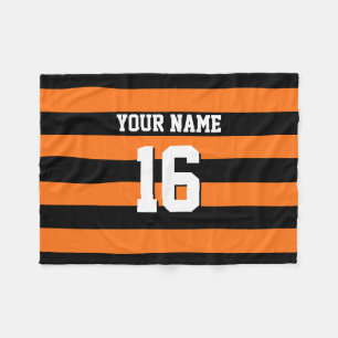 Pumpkin Oranje Black Team Jersey Preppy Stripe Fleece Deken