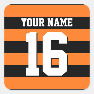Pumpkin Oranje Black Team Jersey Preppy Stripe Vierkante Sticker