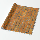 Pumpkin Oranje Brick Wall Pattern Cadeaupapier (Uitgerold)