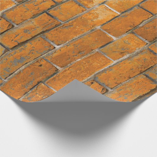 Pumpkin Oranje Brick Wall Pattern Cadeaupapier (Hoek)