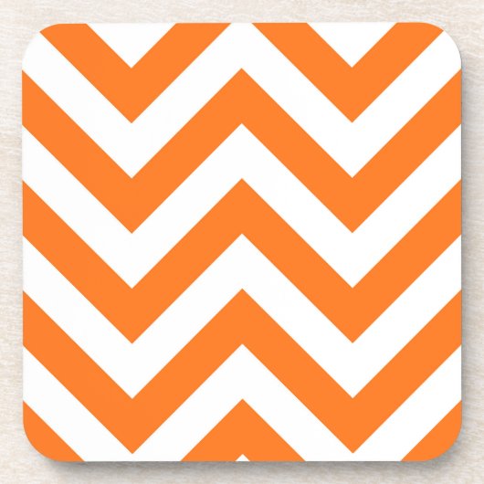 Pumpkin Oranje, White Large Chevron ZigZag Pattern Drankjes Onderzetter (Voorkant)