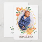 Pumpkin Oval Foto Birth Announding Kaart (Voorkant / Achterkant)