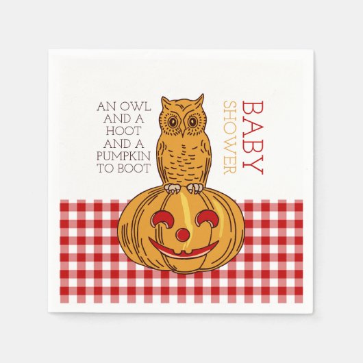 Pumpkin Owl & Gingham Baby shower Servetten (Voorkant)