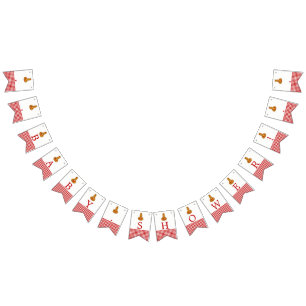 Pumpkin Owl & Gingham Baby shower Vlaggetjes