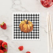 Pumpkin Painting Black Check Gingham Pattern Servet (Insitu)