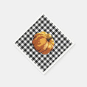 Pumpkin Painting Black Check Gingham Pattern Servet (Hoek)