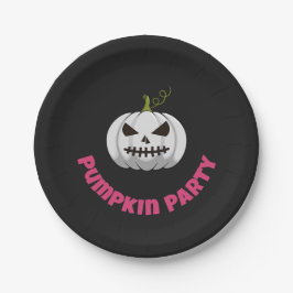 Pumpkin Paper Plate With Pumpkin Party Text Papieren Bordje