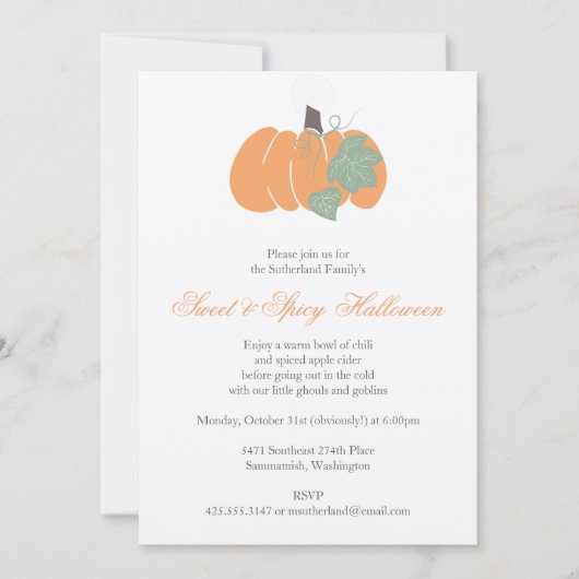 Pumpkin Party Invitation Kaart (Voorkant)