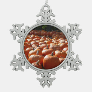 Pumpkin Patch Autumn Harvest Photography Tin Sneeuwvlok Ornament