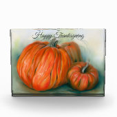Pumpkin Patch Autumn Trio Pastel Art Thanksgiving Fotoblokken (Voorkant)