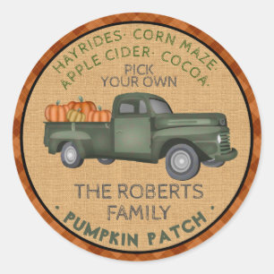 Pumpkin Patch Boerderij Rustic Herfst Pset Truck Ronde Sticker
