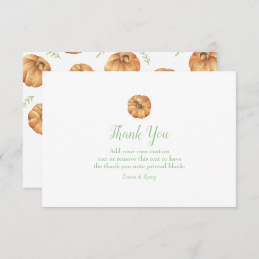 Pumpkin Patch Dank u wel kaarten (Voorkant / Achterkant)