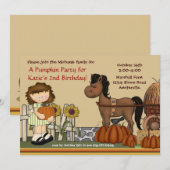 Pumpkin Patch Girl Brunette Invitation Kaart (Voorkant / Achterkant)