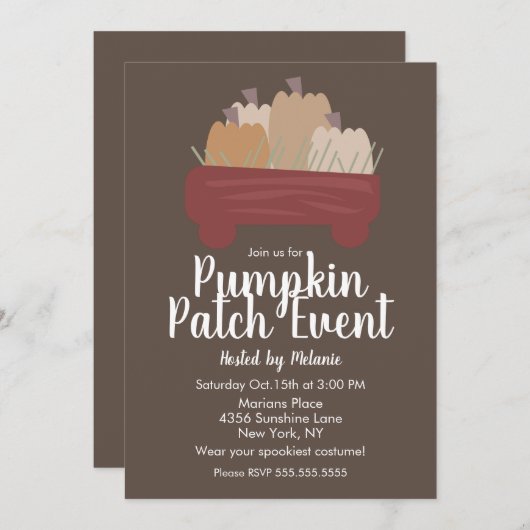 Pumpkin Patch Halloween Herfst Event Flyer Brown Kaart (Voorkant / Achterkant)