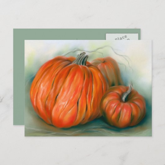 Pumpkin Patch herfst Trio Pastel Art Briefkaart (Voorkant / Achterkant)