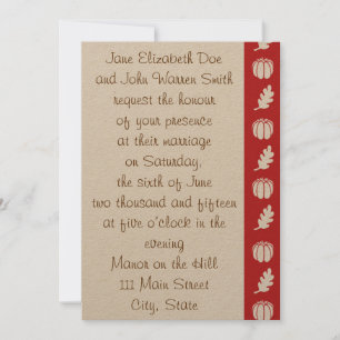 Pumpkin Patch in Cherry Wedding Invitation Kaart