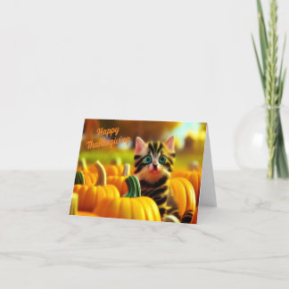 Pumpkin Patch Kitten Thanksgiving Card Feestdagen Kaart