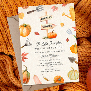 Pumpkin Patch Neutral Herfst Baby shower Kaart