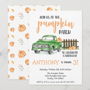 Pumpkin Patch Old Truck Birthday Party Any Age Kaart