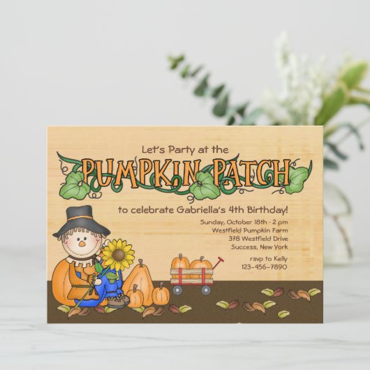 Pumpkin Patch Party Invitation Kaart (Staand voorkant)