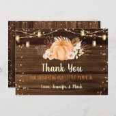 Pumpkin Patch Rustic String Lights Baby shower Bedankkaart (Voorkant / Achterkant)