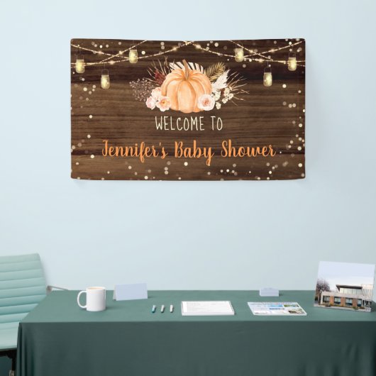 Pumpkin Patch Rustic String Lights Baby shower Spandoek (Beurs)
