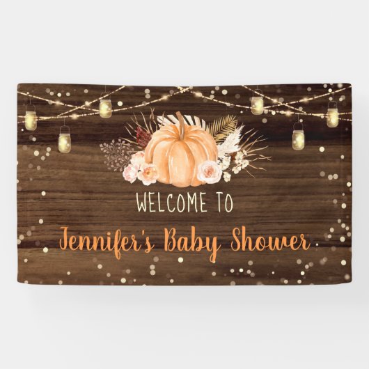 Pumpkin Patch Rustic String Lights Baby shower Spandoek (Horizontaal)