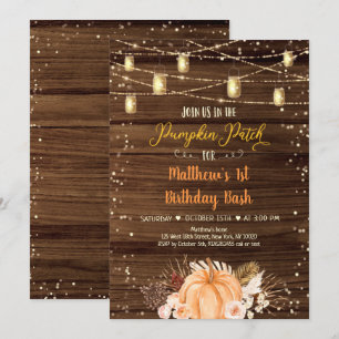 Pumpkin Patch Rustic String Lights Birthday Kaart