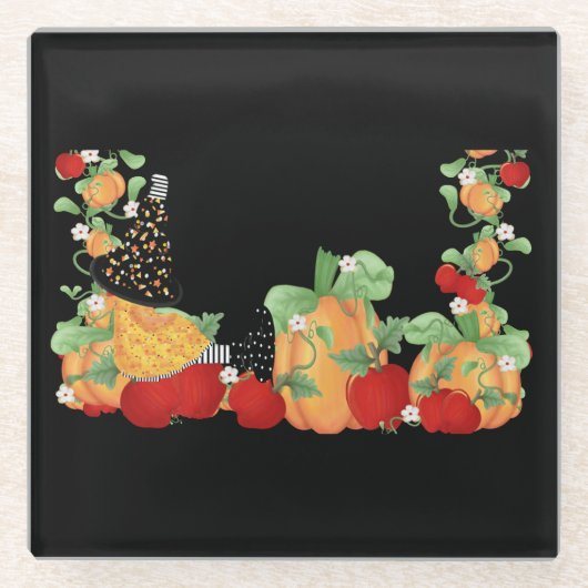 Pumpkin Patch Witch Glazen Onderzetter (Voorkant)