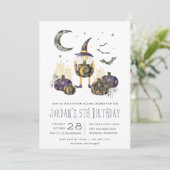 Pumpkin Patch Wizard Halloween Birthday Party Kaart (Staand voorkant)