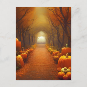 Pumpkin Path Beauful Autumn Scene Briefkaart