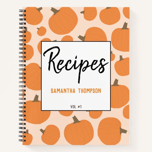 Pumpkin Pattern Recipe Blank Cookbook Notitieboek (Voorkant)