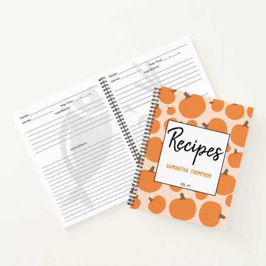 Pumpkin Pattern Recipe Blank Cookbook Notitieboek (Binnen)