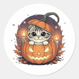 Pumpkin Peek Fold – Schattigee Schotse Vouw Hallow Ronde Sticker