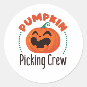 Pumpkin Pick Crew Halloween Patch Button Ronde Sticker
