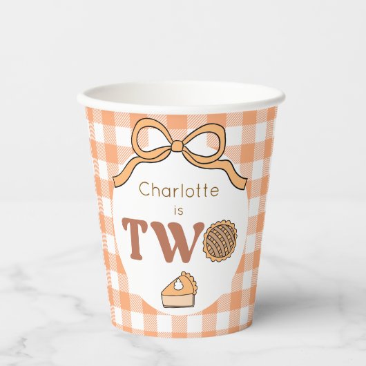 Pumpkin Pie 2nd Birthday Papieren Bekers (Voorkant)