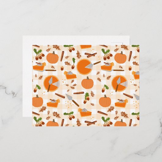 Pumpkin Pie Autumn Herfst Pattern Folie Feestdagen Briefkaart (Voorkant / Achterkant)