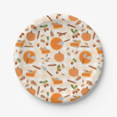 Pumpkin Pie Autumn Herfst Pattern Papieren Bordje (Voorkant)
