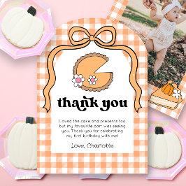 Pumpkin Pie Birthday Photo Thank You Card Kaart