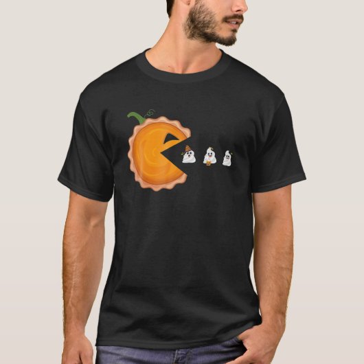 Pumpkin Pie Eating Whipped Cream Halloween Ghosts T-shirt (Voorkant)