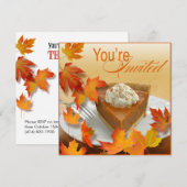 Pumpkin Pie Falling Autumn Leaves Thanksgiving Kaart (Voorkant / Achterkant)