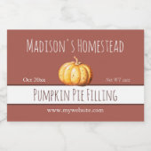 Pumpkin Pie Filling Labels Voedselcontainer Etiket (Enkel label)