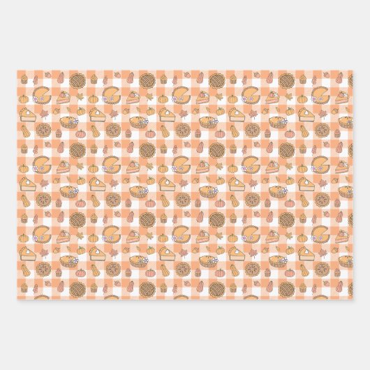Pumpkin Pie Gingham Wrapping Paper Sheets (Voorkant 3)