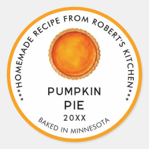 Pumpkin pie labels in sinaasappel