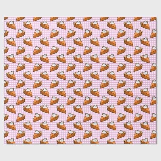 Pumpkin Pie op roze Gingham Happy Thanksgiving Cadeaupapier (Vlak)