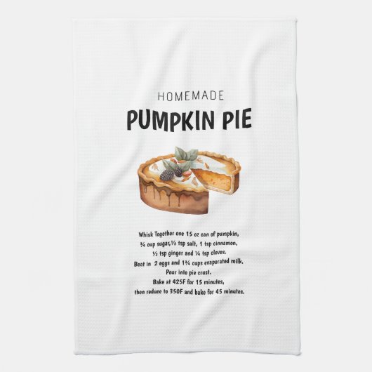 Pumpkin Pie Recept – Gezellige Herfst Gift Theedoek (Verticaal)