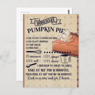 Pumpkin Pie Thanksgiving Recept Briefkaart
